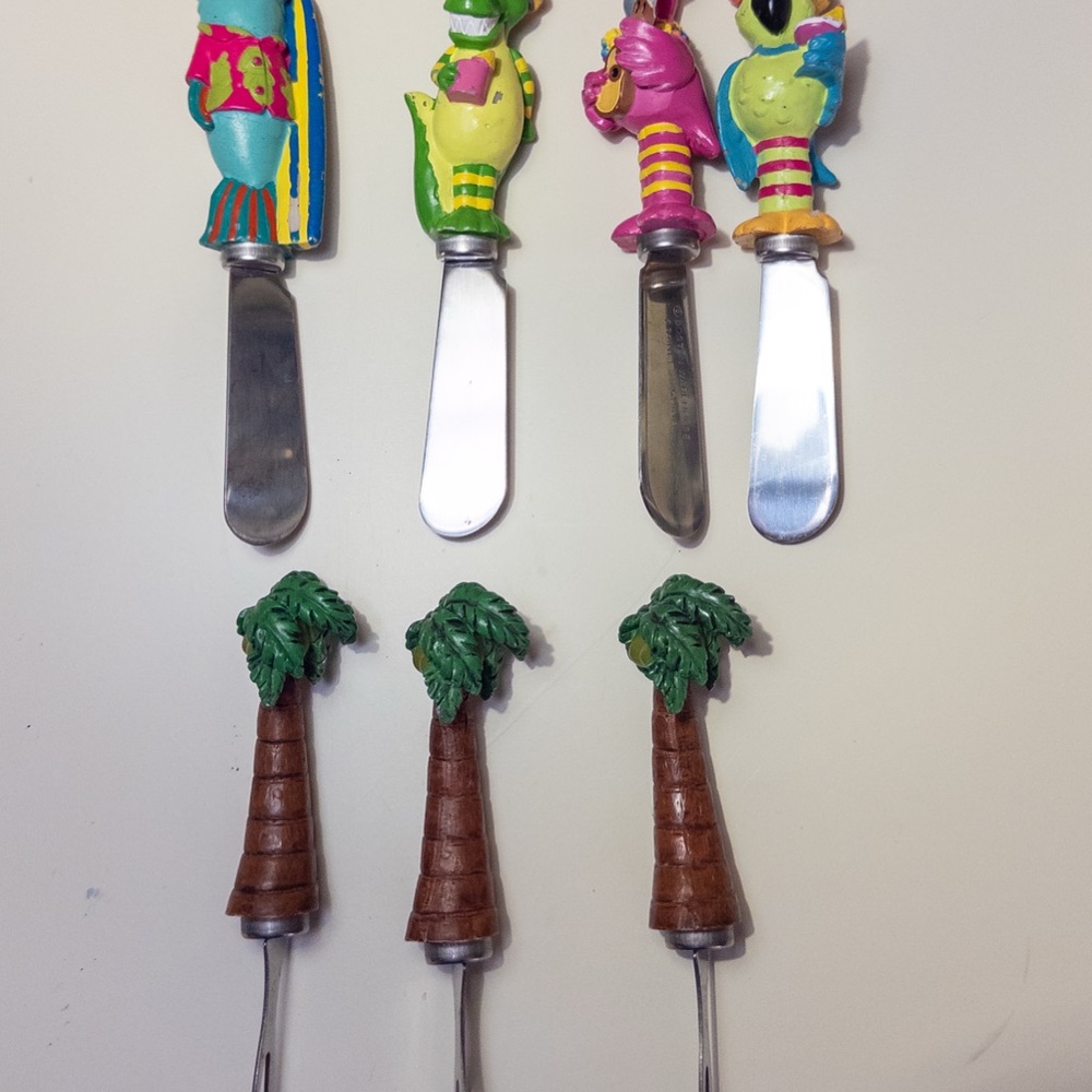 Beach Party Tropical Spreaders and Picks Palm Tree Picks Flamingo Gator Parrot